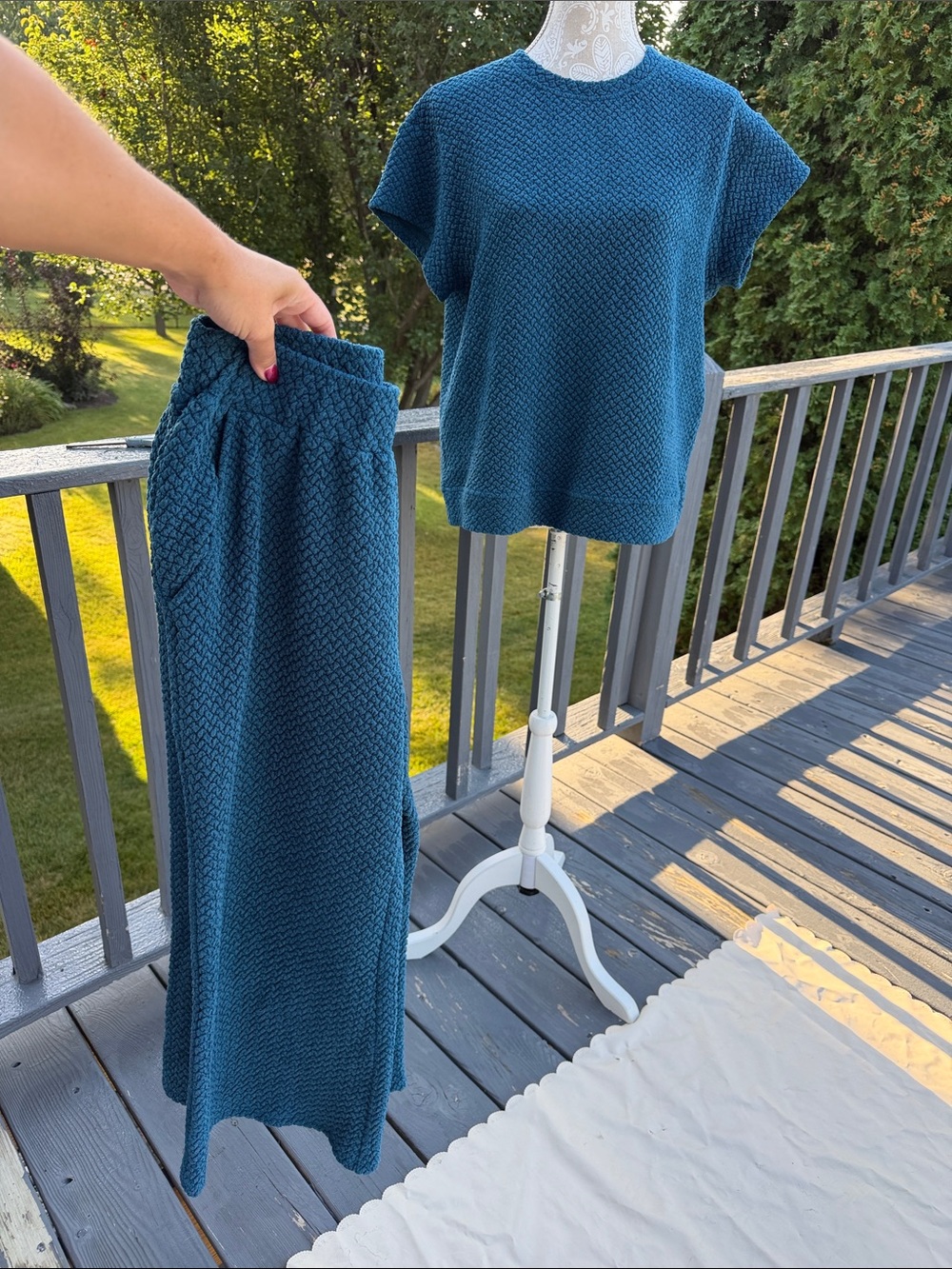 Women’s Teal Blue Comfortable Set - top Small, bottoms Medium